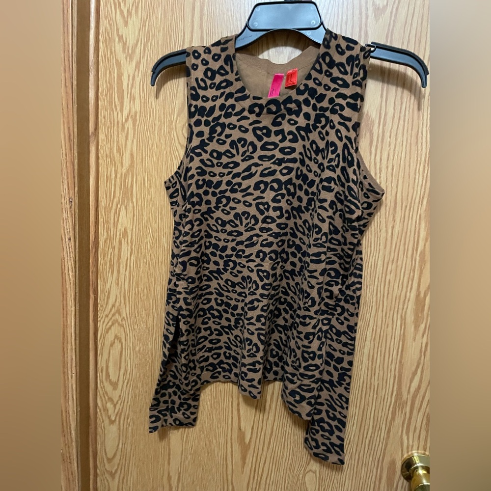 Forever 21 Black and Brown Animal Print cold shoulder sweater